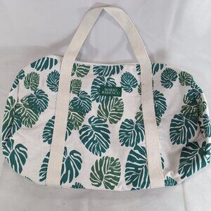 Mario Badescu Tote Bag Monstera Leaf Print Leaves Green Beige Overnight